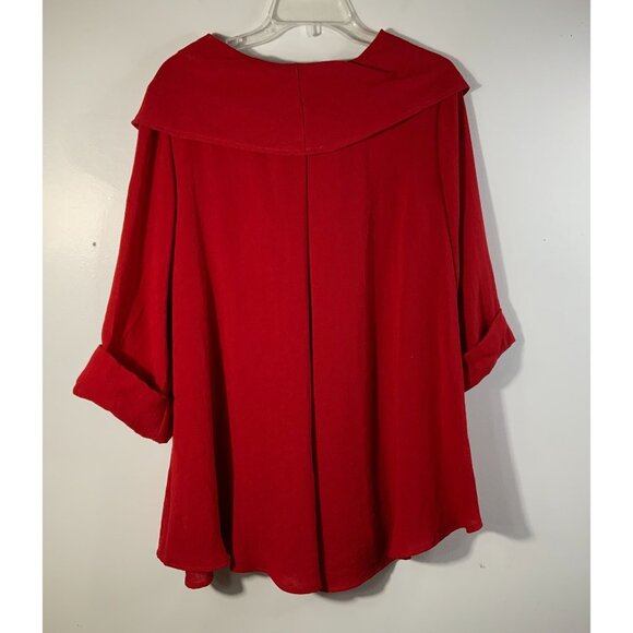 Womens Yushi Top Cowl Neck Lagenlook Flowy Tunic XL Artsy Crinkly 3/4 sleeve But - Picture 2 of 6